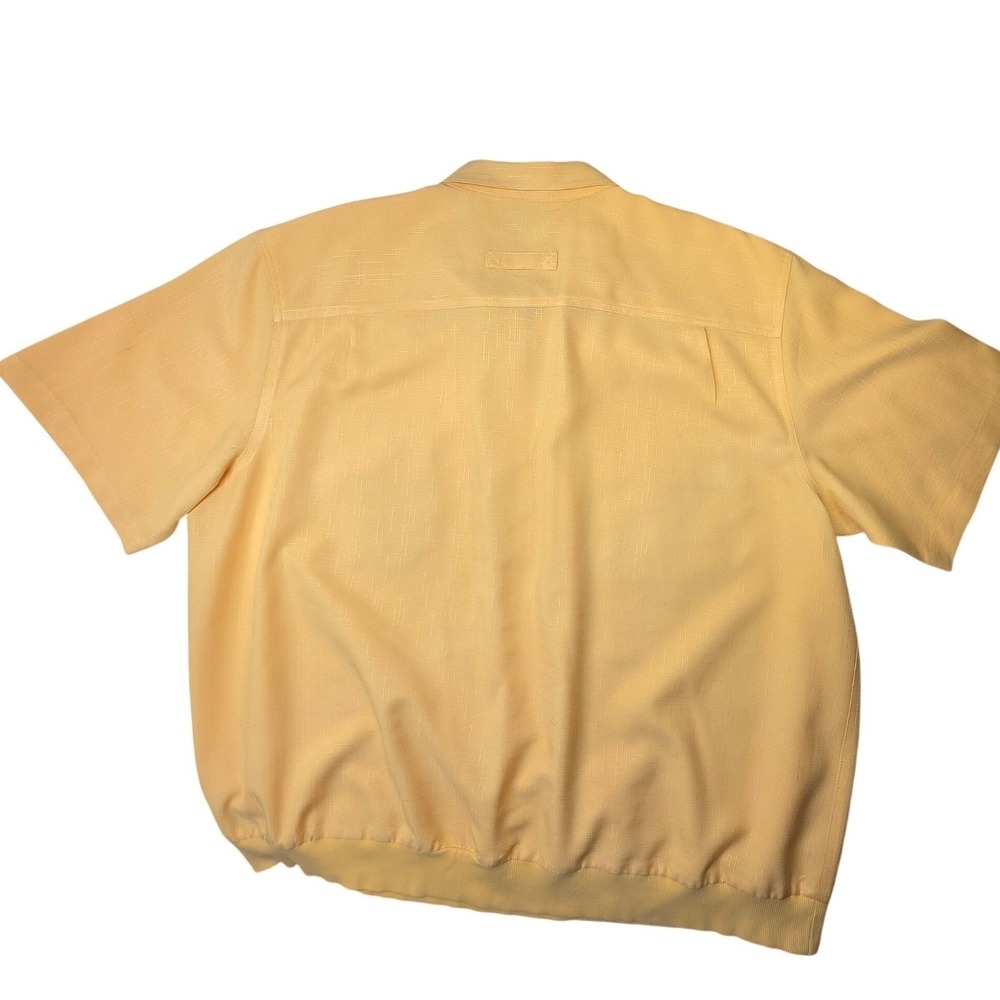John Blair Mens 3XL Yellow Banded Bottom Shirt Short Sleeve Epaulette Textured - Picture 4 of 7